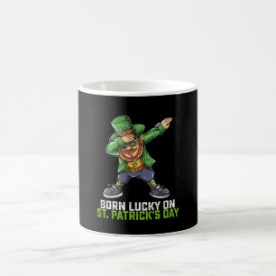 Born Lucky On St Patrick's Day Dabbing Birthday Coffee Mug