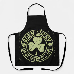 Born Lucky On St Patrick's Day Irish Birthday Apron