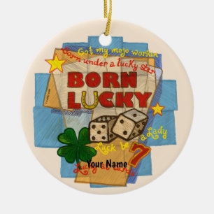 Born Lucky poker Ceramic Tree Decoration