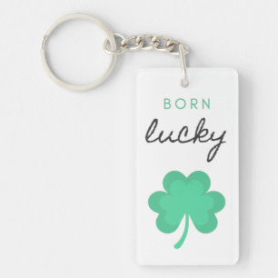 "BORN LUCKY SHAMROCK" ACRYLIC KEYCHAIN. KEYCHAIN