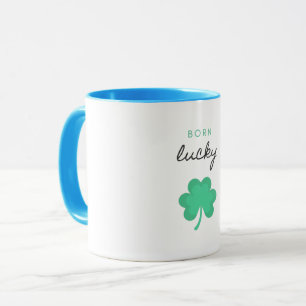 "BORN LUCKY SHAMROCK" TWO TONE MUG. MUG