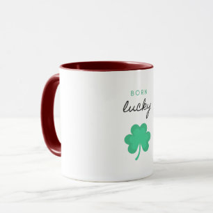 "BORN LUCKY SHAMROCK" TWO TONE MUG. MUG