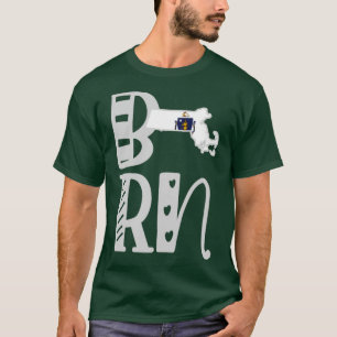 Born Massachusetts in Art Block Letters T-Shirt