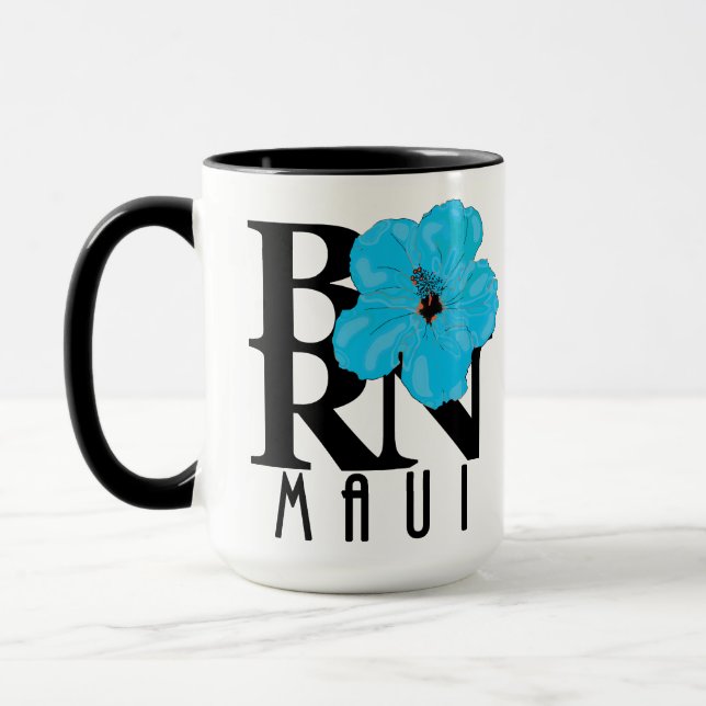 BORN Maui Blue Hibiscus 15oz Mug (Left)