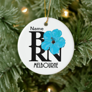 BORN Melbourne Blue Hibiscus Ceramic Tree Decoration
