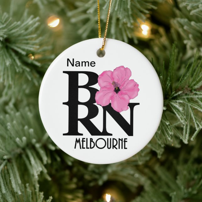 BORN Melbourne Pink Hibiscus Ceramic Tree Decoration (Tree)