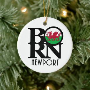 BORN Newport Wales Ceramic Tree Decoration