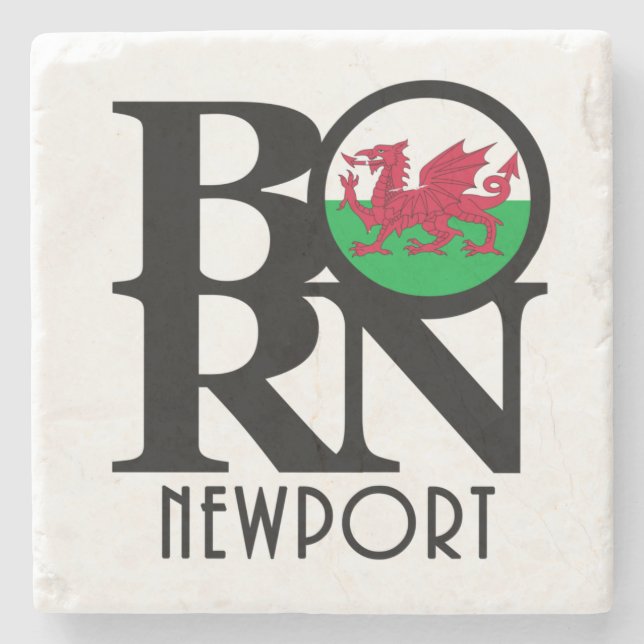 BORN Newport Wales Stone Coaster (Front)