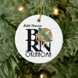 BORN Oklahoma Customisable Ceramic Tree Decoration