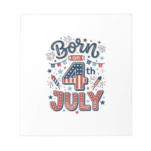 Born on 4th of July Patriotic Kids Shirt Design_1 Notepad