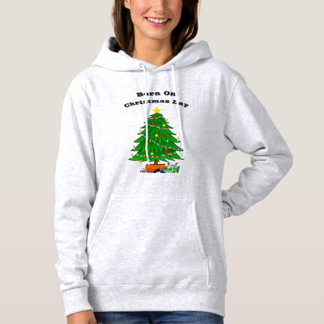 Born on Christmas Day" Unisex Hoodie – Tree Design (Front)