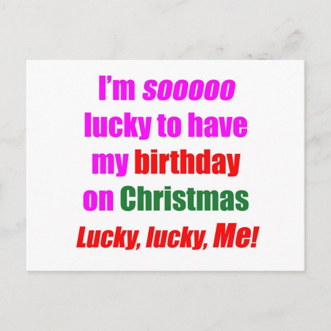 Born On Christmas Holiday Postcard (Front)