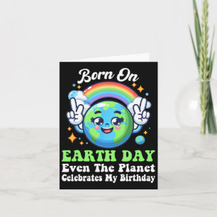 Born On Earth Day Groovy Earth Day Birthday Kids M Card
