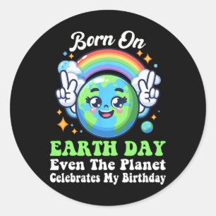 Born On Earth Day Groovy Earth Day Birthday Kids M Classic Round Sticker