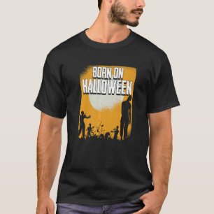 Born On Halloween Lazy Costume Zombie Birthday Bd T-Shirt