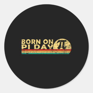 Born On Pi Day March 14 Math Equations Sunset Geek Classic Round Sticker