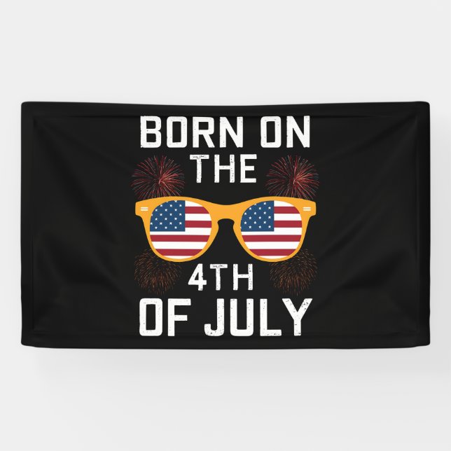 Born On The 4th Of July Birthday Sunglasses USA Banner (Horizontal)