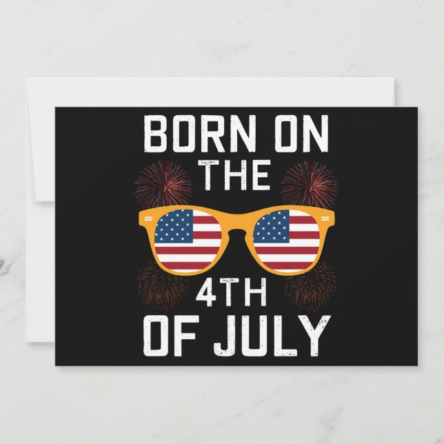 Born On The 4th Of July Birthday Sunglasses USA Invitation (Front)