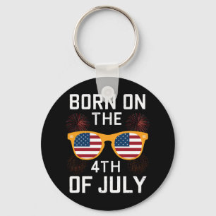 Born On The 4th Of July Birthday Sunglasses USA Key Ring