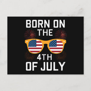 Born On The 4th Of July Birthday Sunglasses USA Postcard