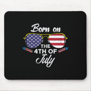 Born On The 4th Of July Sungles Fourth Birthday Pa Mouse Mat