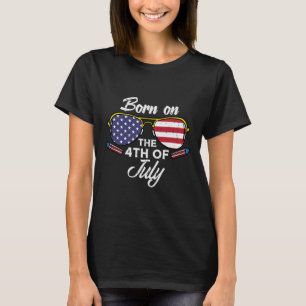Born On The 4th Of July Sungles Fourth Birthday Pa T-Shirt