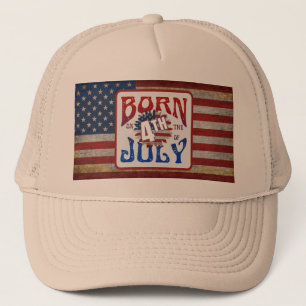 Born On The 4th Of July USA Flag Trucker Hat