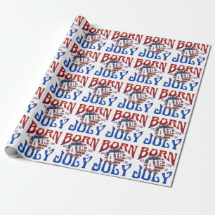 BORN ON THE 4TH OF JULY WRAPPING PAPER