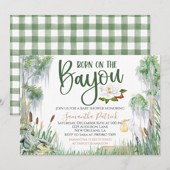 Born on the Bayou Swamp Baby Shower Invitation (Front/Back)