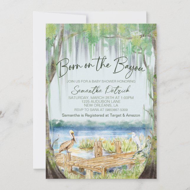 Born on the Bayou Swamp Baby Shower Invitation (Front)