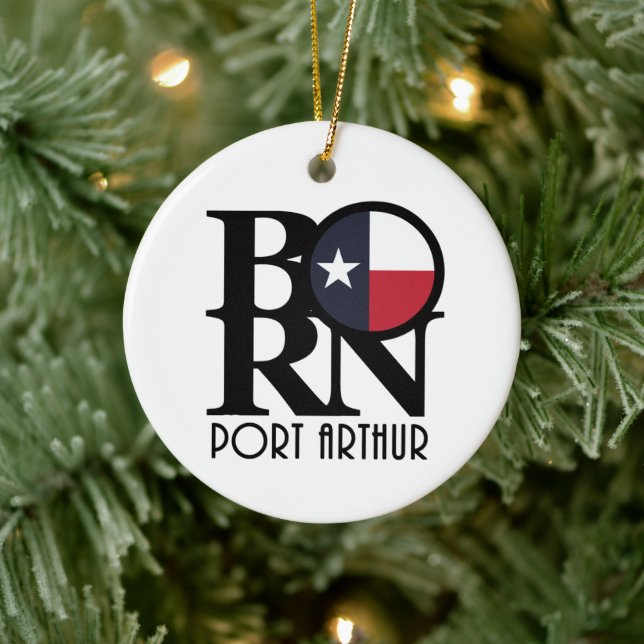 BORN Port Arthiur Texas Ceramic Tree Decoration (Tree)