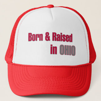 Born & Raised in Ohio (Red & Grey Design) Hat