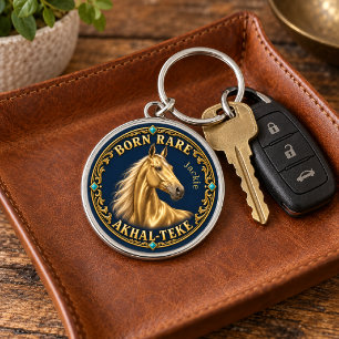 Born Rare Golden Akhal-Teke Horse Art Key Ring
