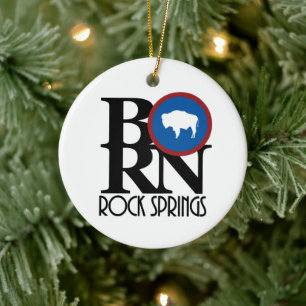 BORN Rock Springs Wyoming Ceramic Tree Decoration