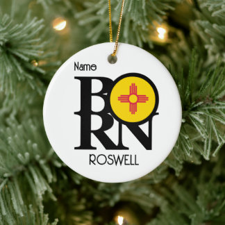 BORN Roswell New Mexico Ceramic Tree Decoration