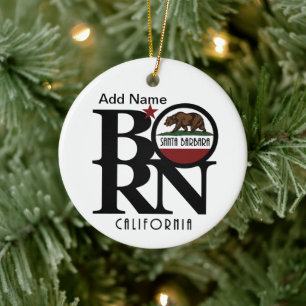BORN Santa Barbara California Custumizable Ceramic Tree Decoration
