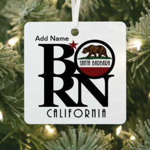 BORN Santa Barbara California Metal Tree Decoration