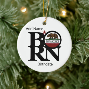 BORN Santa Monica California Customizable Ceramic Tree Decoration
