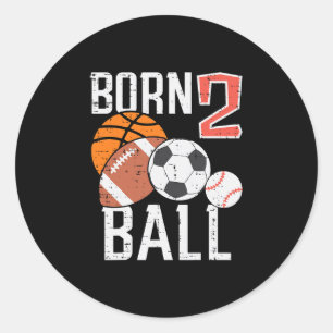 Born Sketll Footll 2nd Birthday Toddler Boy Kid Classic Round Sticker