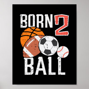 Born Sketll Footll 2nd Birthday Toddler Boy Kid Poster