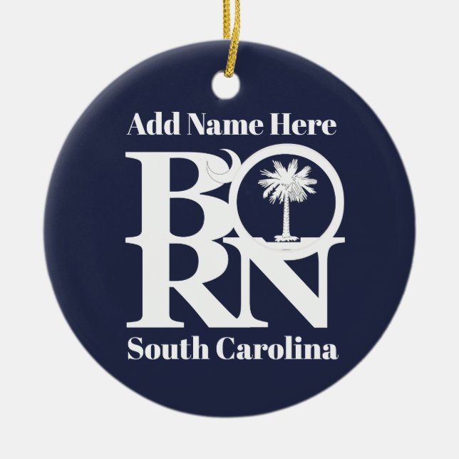 BORN South Carolina Ceramic Tree Decoration (Front)