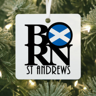 BORN St Andrews Scotland Metal Tree Decoration