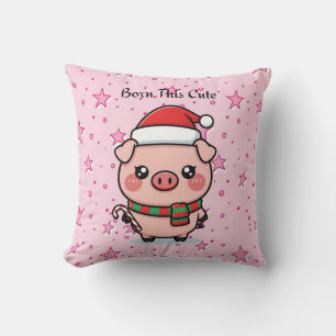 Born This Cute   Adorable Mini Pig Decorative Pill Cushion