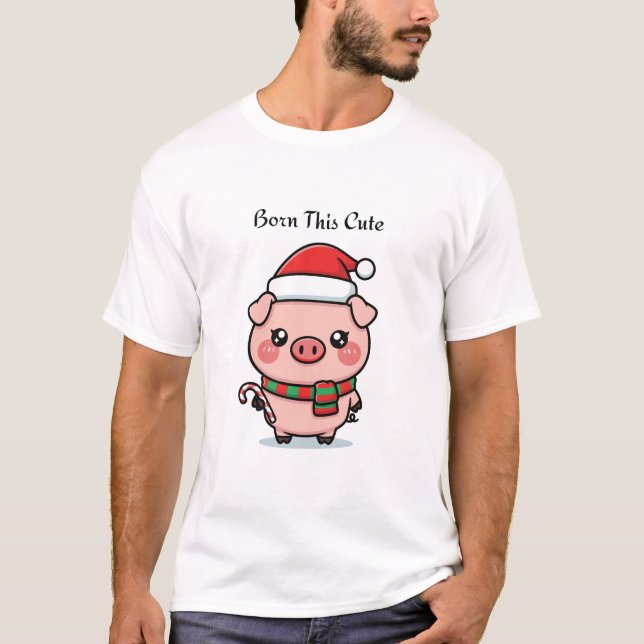 Born This Cute | Cute Mini Pig Graphic T-Shirt (Front)