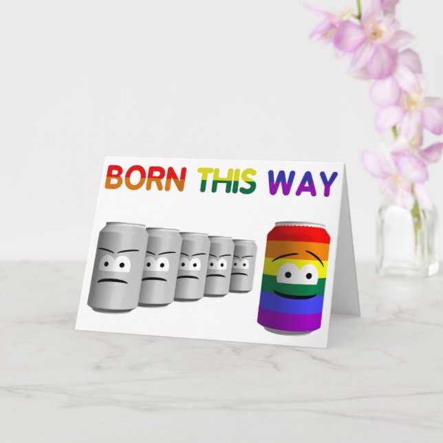 Born This Way LGBT Rainbow Stripe Card (Orchid)