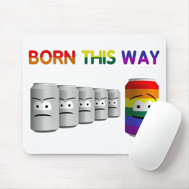 Born This Way LGBT Rainbow Stripe Mouse Mat (With Mouse)