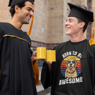 Born To Awesome Retro Sunset Golden Retriever Dog T-Shirt