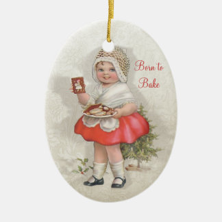 Born To Bake Girl - 2 Side Customise Ceramic Tree Decoration