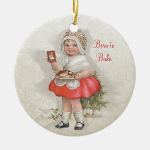 Born To Bake Girl Ceramic Tree Decoration