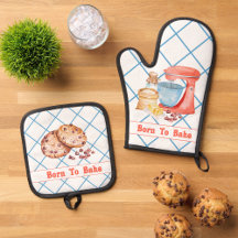 Born to Bake Oven Mitt and Pot Holders